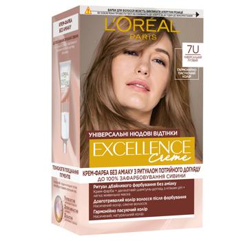 L'Oreal Paris Excellence Universal Light Brown 7U Hair Cream Dye 192ml - buy, prices for Tavria V - photo 1