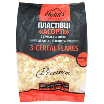 Пластівці Holm's Асорті з суміші 3-ти злаків 400г - купити, ціни на Чудо Маркет - фото 1