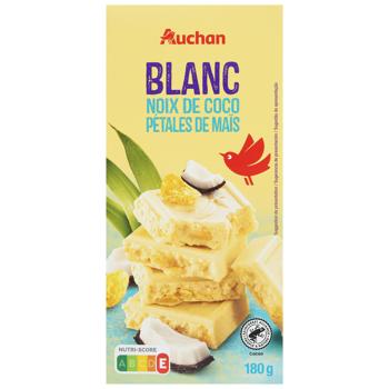 Auchan White Chocolate with Coconut Flakes 180g
