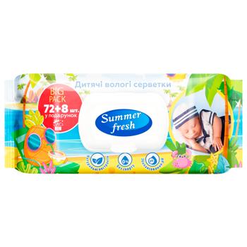 Серветки вологі Summer Fresh дитячі 80шт - купити, ціни на Cупермаркет "Харків" - фото 1