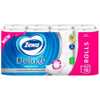 Туалетная бумага Zewa Deluxe белая 3-слойная 16шт - купить, цены на Auchan - фото 1