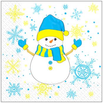 Салфетки Марго Снеговик трехслойные 33х33см 18шт - купить, цены на Auchan - фото 1