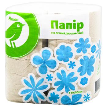 Туалетная бумага Auchan 2-слойная серая 4шт - купить, цены на Auchan - фото 2