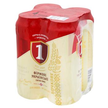 Пиво Перша Приватна Броварня Бочковое светлое 4,3% 0,5л х 4шт - купить, цены на КОСМОС - фото 1