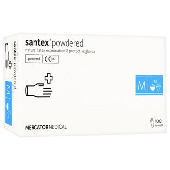 Перчатки смотровые Santex Powdered латексные M 100шт - купить, цены на METRO - фото 2