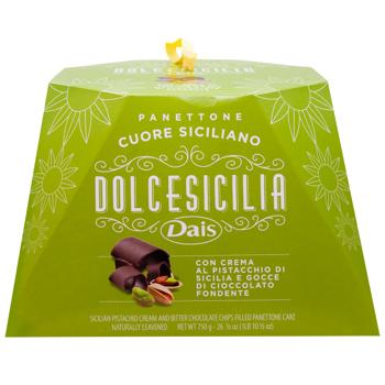 Панеттоне Dais Dolcesicilia Cuore Siciliano с фисташковой начинкой и шоколадной стружкой 750г - купить, цены на WINETIME - фото 2