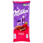 Шоколад молочний Milka з малиново-кремовою начинкою 90г