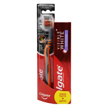 Colgate Visible White Toothpaste and Charcoal Zig Zag Toothbrush Set - buy, prices for Za Raz - photo 2