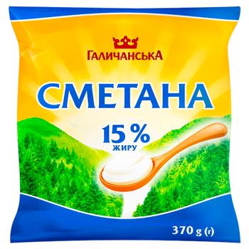 Сметана ГаличанськА 15% 370г - купить, цены на METRO - фото 1