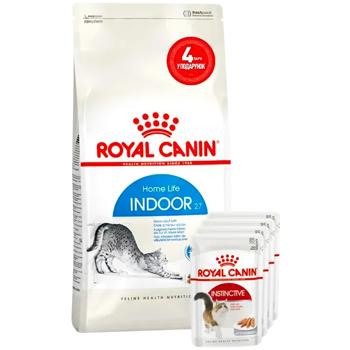 Набір корму Royal Canin Indoor 27 для домашніх котів cухий 2кг + вологий 4шт х 85г - купити, ціни на MasterZoo - фото 1