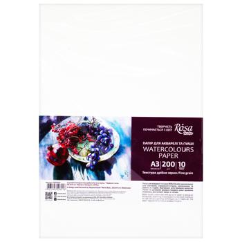 Rosa Studio Fine Grain Paper for Watercolors and Gouache 200g/m2 A3 29.7*42cm 10 sheets - buy, prices for Auchan - photo 1