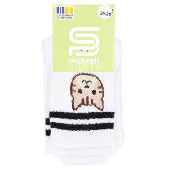 Носки подростковые Premier Socks Котик высокие с полосами р.20-25 белый - купить, цены на NOVUS - фото 1