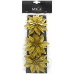 Квітка Mica Decorations на кліпсі 3шт*10см золото