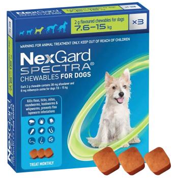 Boehringer Ingelheim NexGard Spectra Tablets for Dogs from 7.6 to 15kg Against External and Internal Parasites 3pcs - buy, prices for MasterZoo - photo 1
