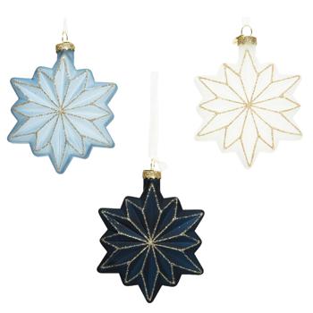 Decoris Star Glitter Glass Pendant 10.5cm in assortment - buy, prices for METRO - photo 1