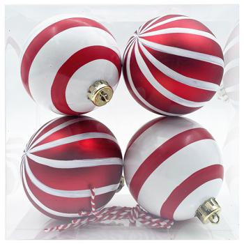 Actuel Stripes Christmas Tree Balls 8cm 4pcs - buy, prices for Auchan - photo 1