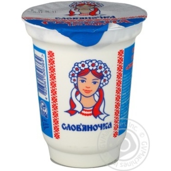 Сметана Слов'яночка 15% 370г пластиковий стакан Україна - купити, ціни на - фото 1