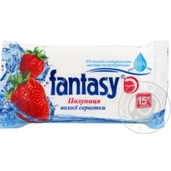 Wet wipes Fantasy strawberries with cream 15pcs 55g Ukraine - buy, prices for NOVUS - photo 1