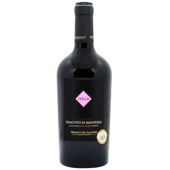 Вино Zolla Primitivo di Manduria червоне напівсухе 14,5% 0,75л - купити, ціни на WINETIME - фото 1