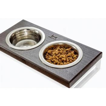 Harley and Cho Lunch Bar Brown Wood + White XS Bowls on Stand 10cm 2x200ml - buy, prices for MasterZoo - photo 2
