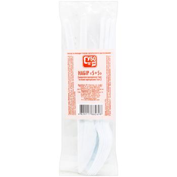 Набір Субота 5 ножів та 5 виделок одноразові білі - купити, ціни на КОСМОС - фото 1