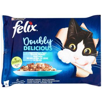 Felix Doubly Delicious Wet Food Set with Sardine-Salmon and Trout-Mackerel 85g x 4pcs - buy, prices for METRO - photo 1