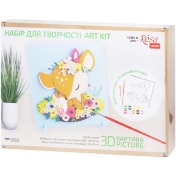 Картина 3D Rosa Talent Олень в цветах 18*18см - купить, цены на Auchan - фото 1