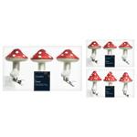 Decoris Mushroom on Clip Christmas Tree Decoration 6.5cm 3pcs