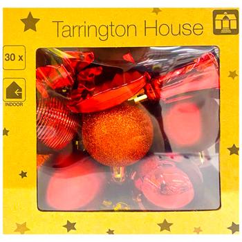 Набір ялинкових прикрас Tarrington House Орнамент пластик червоні 30шт