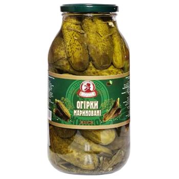 Огірки Жирнов мариновані 9-12см 1850г - купити, ціни на Чудо Маркет - фото 1