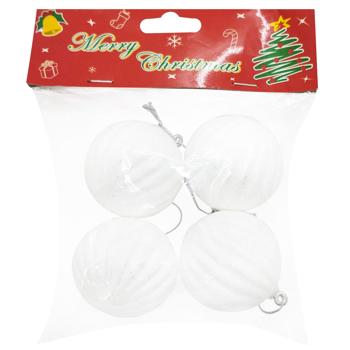 White Christmas Balls 5cm 4pcs