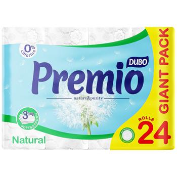 Туалетная бумага Диво Premio Natural 3-слойная белая 24шт