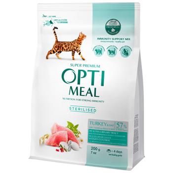 Корм сухой Optimeal с индейкой и овсом для стерилизованных кошек 200г