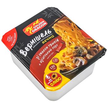 Вермішель яєчна Golden Dragon зі смаком грибів + азіатський соус 130г - купити, ціни на КОСМОС - фото 1