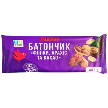 Батончик Auchan Фініки, арахіс и какао 40г