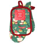 Provans Santa on Green Glove and Potholder Set