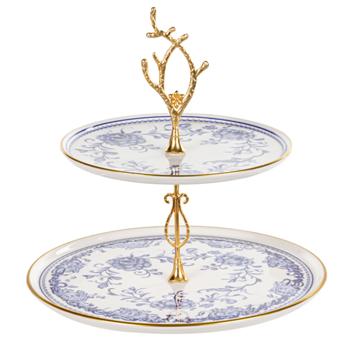 Блюдо двоярусне Alba Ceramic Blue Rose 19см і 26см