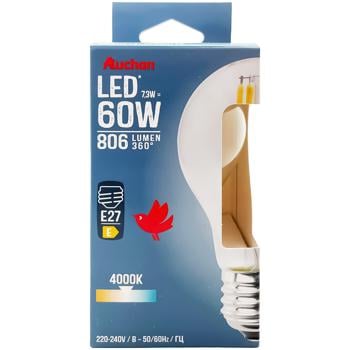 Лампочка Ашан LED A60 E27 7.3W 4000К - купити, ціни на Auchan - фото 1