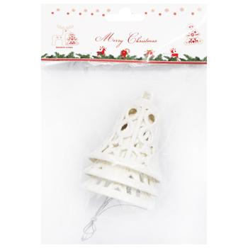 Підвіска ялинкова Дзвоники 3 шт, 6*7 см білі арт. HR24-651 9245 И330 - купити, ціни на КОСМОС - фото 1