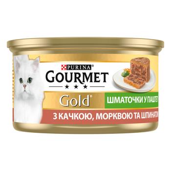 Корм влажный Gourmet Gold с уткой, морковью и шпинатом для взрослых кошек 85г - купить, цены на MasterZoo - фото 3
