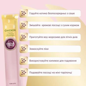 Delickcious Creamy Snack Cat Snack with Chicken, Cheese and Asparagus 4pcs*15g - buy, prices for MasterZoo - photo 3