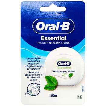 Зубна нитка Oral-B Essential Floss М'ятна вощена 50м - купити, ціни на КОСМОС - фото 1