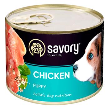 Savory Puppy упаковка вологого корму для цуценят 6 шт х 200 г - курка - купити, ціни на MasterZoo - фото 2
