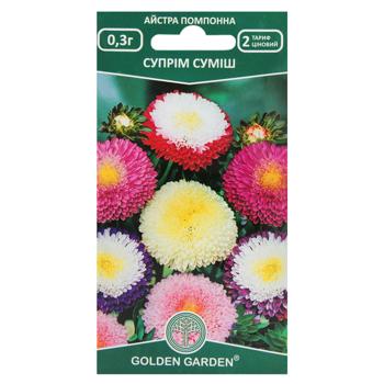 Golden Garden Pompom Astra Supreme Mixture Flowers Seeds 0.3g - buy, prices for MegaMarket - photo 1