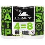 Туалетний папір Harmony Compact 3-шаровий 4шт