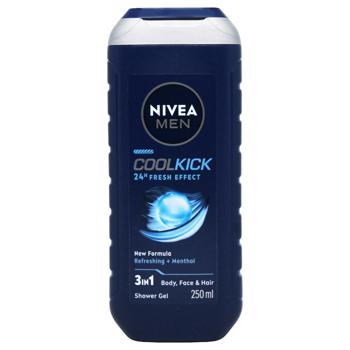 Гель для душа Nivea Men Экстримальная свежесть 3в1 с ментолом 250мл - купить, цены на КОСМОС - фото 1
