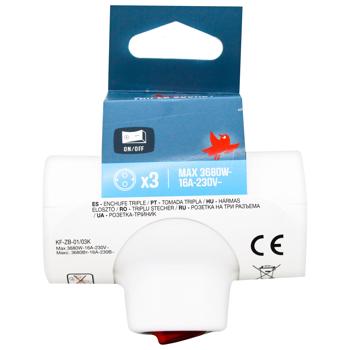 Auchan White Triple Socket with Switch 16A - buy, prices for Auchan - photo 1