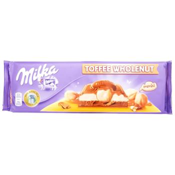 Шоколад молочный Milka с целыми лесными орехами и карамелью 300г - купить, цены на КОСМОС - фото 2