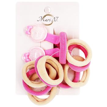 Mari N. Set of Kid's Hair Clips with Elastic Bands 12pcs in assortment - buy, prices for Auchan - photo 3