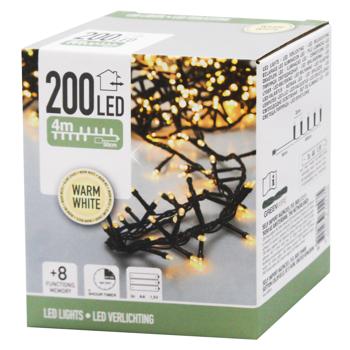 Гирлянда электрическая Koopman наружная 3хАА 200 LED 4,5м теплый белый